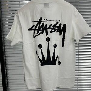 Women’s White Short Sleeve Tee with Black Logo